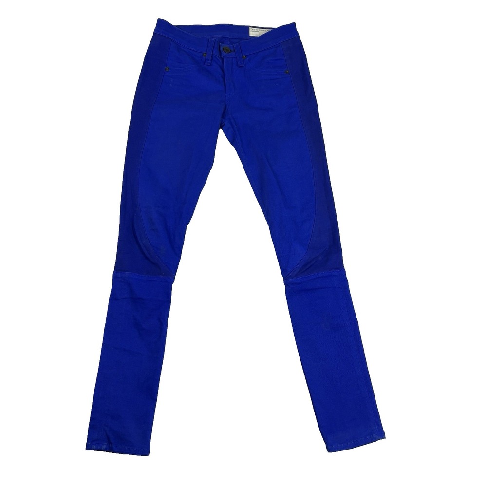 Rag & Bone Women Two Tone Skinny Jeans Size 25 Royal Blue Mid Rise Minimalist